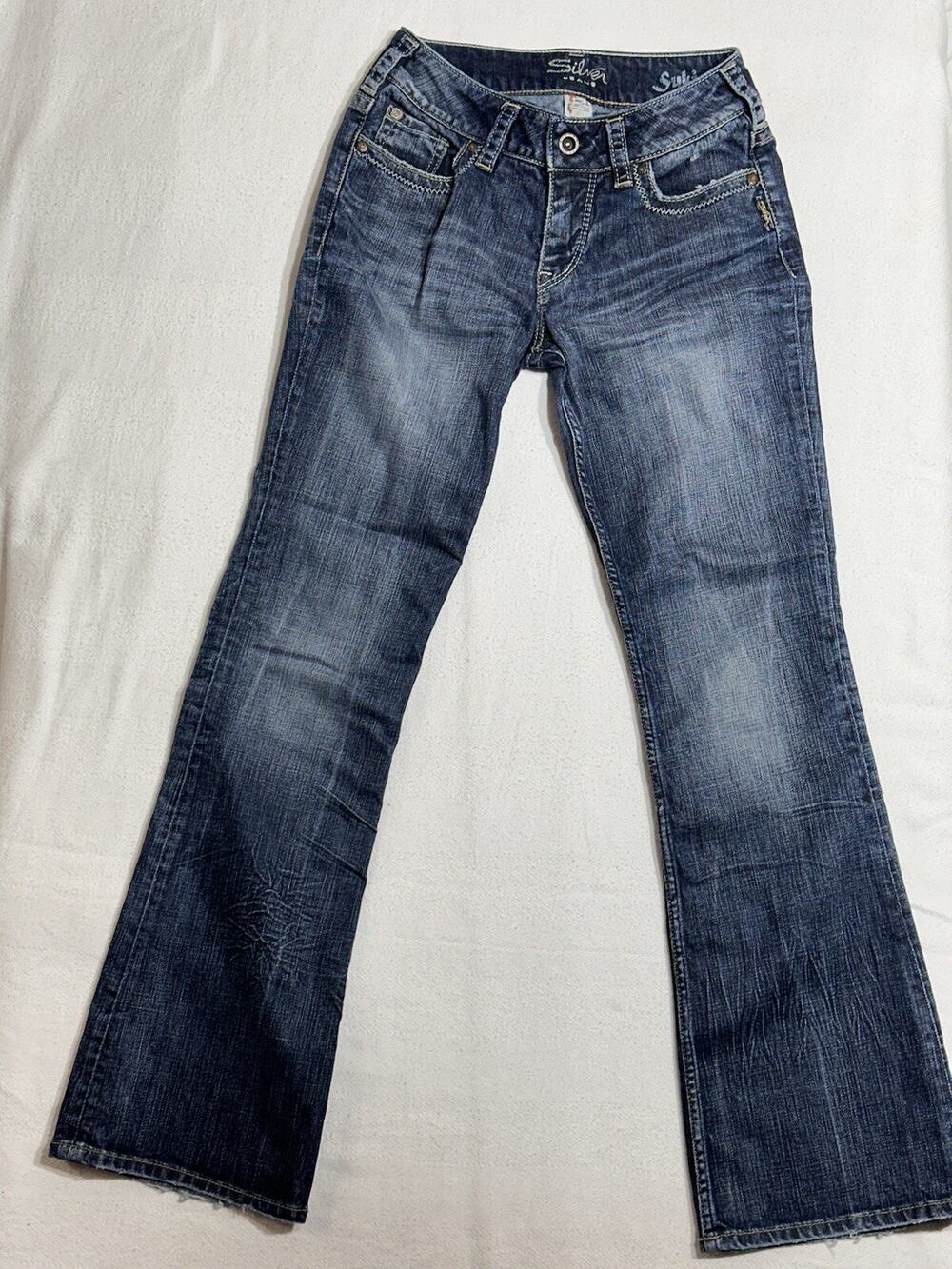 Silver Jeans Womens 27x32 Suki Flap Pocket Super Stretch Mid Slim Bootcut Denim